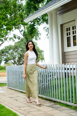 Olive Satin Skirt
