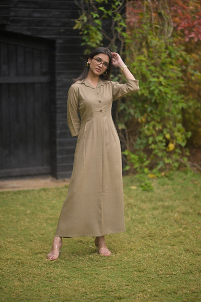 Angelina Dress (Sage Khaki)